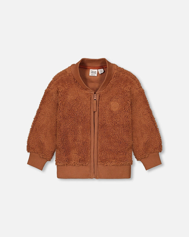 Sherpa Jacket With Embroidery Caramel-0