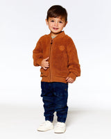 Sherpa Jacket With Embroidery Caramel-1