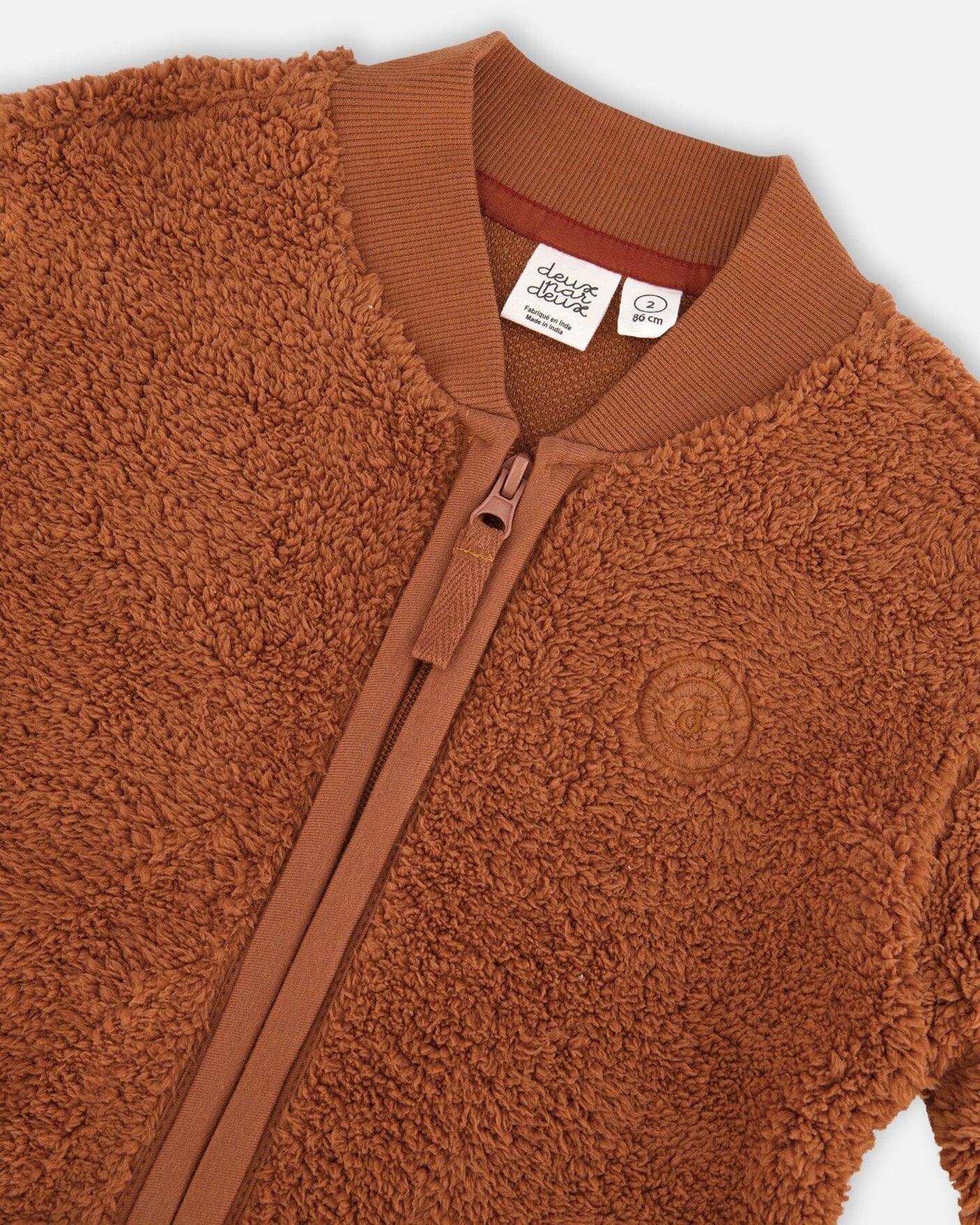 Sherpa Jacket With Embroidery Caramel-3