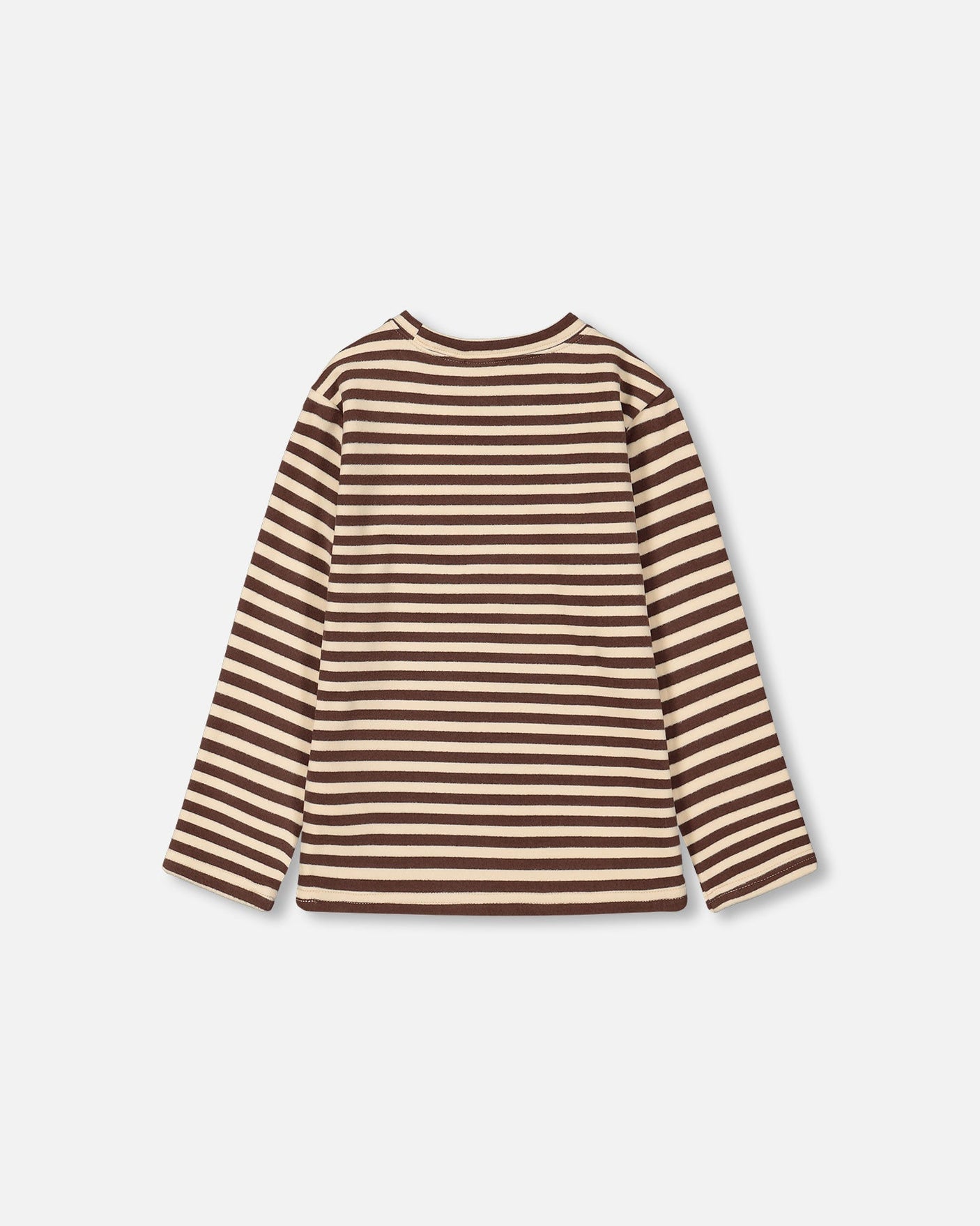 Super Soft Heavy Jersey Brushed T-Shirt With Print Brown And Beige Stripe-2