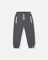 Fleece Sweatpants With Zipper Pockets Dark Grey Mix-0