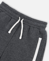 Fleece Sweatpants With Zipper Pockets Dark Grey Mix-3