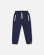 Fleece Sweatpants With Zipper Pockets Navy-0
