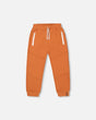 Fleece Sweatpants With Zipper Pockets Brown-Orange-0