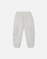 Neoprene Sweatpants With Cargo Pockets Light Grey Mix-1