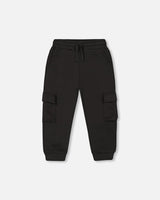Neoprene Sweatpants With Cargo Pockets Black-0