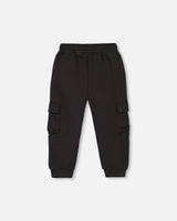 Neoprene Sweatpants With Cargo Pockets Black-1