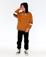 Fleece Hoodie With Quilted Pocket Caramel-2