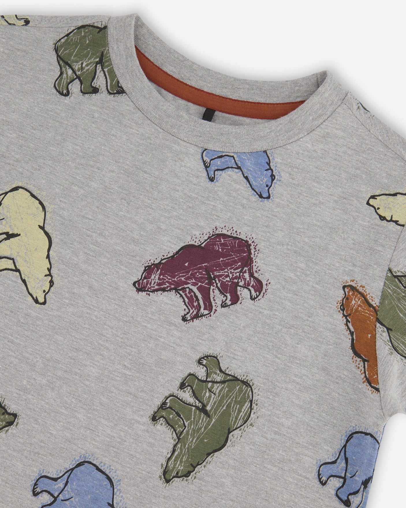 Printed Bear Jersey T-Shirt Grey Mix-3