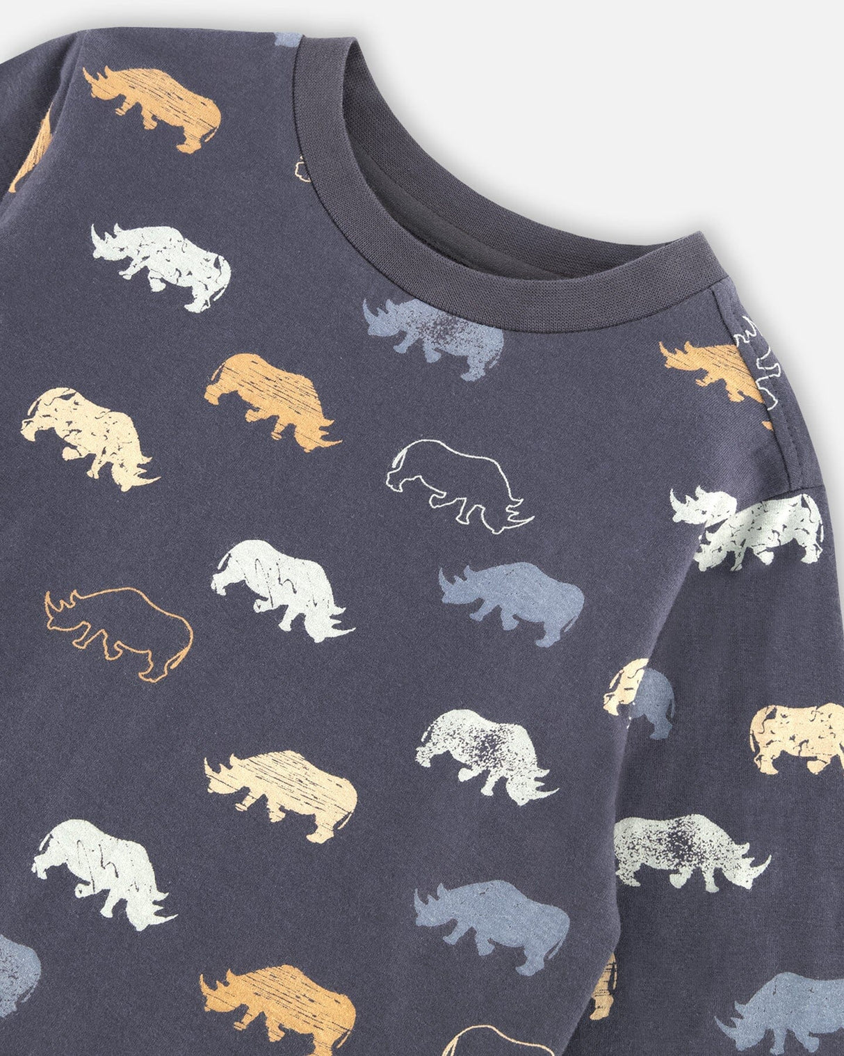Printed Rhinoceros Jersey T-Shirt Ebony Grey-3