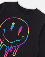 Jersey T-Shirt With Print Black With Multicolor Smile Print-3
