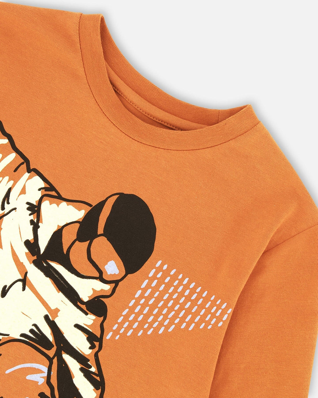 Jersey T-Shirt With Print Burnt Orange-3