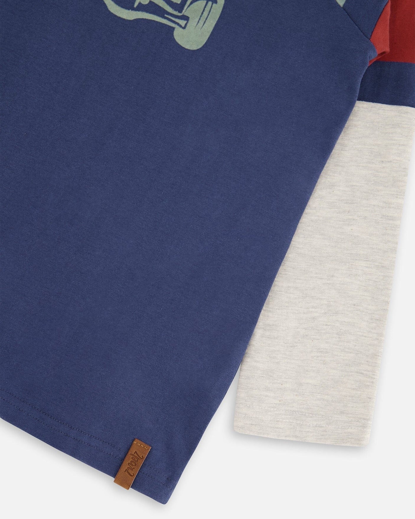 Hooded Raglan Jersey T-Shirt With Print Indigo Blue-3