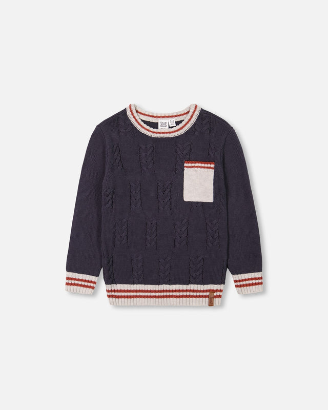 Knitted Sweater With Pocket Dark Navy-0