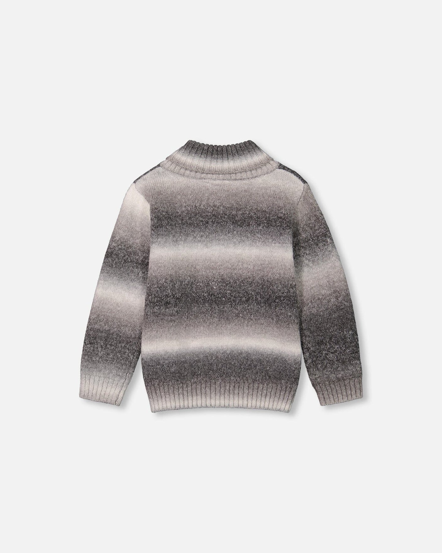 Grey Gradient Knitted Sweater With Collar-2