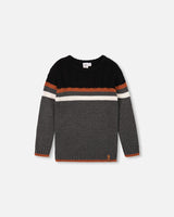 Color Block Cable Sweater Grey-0