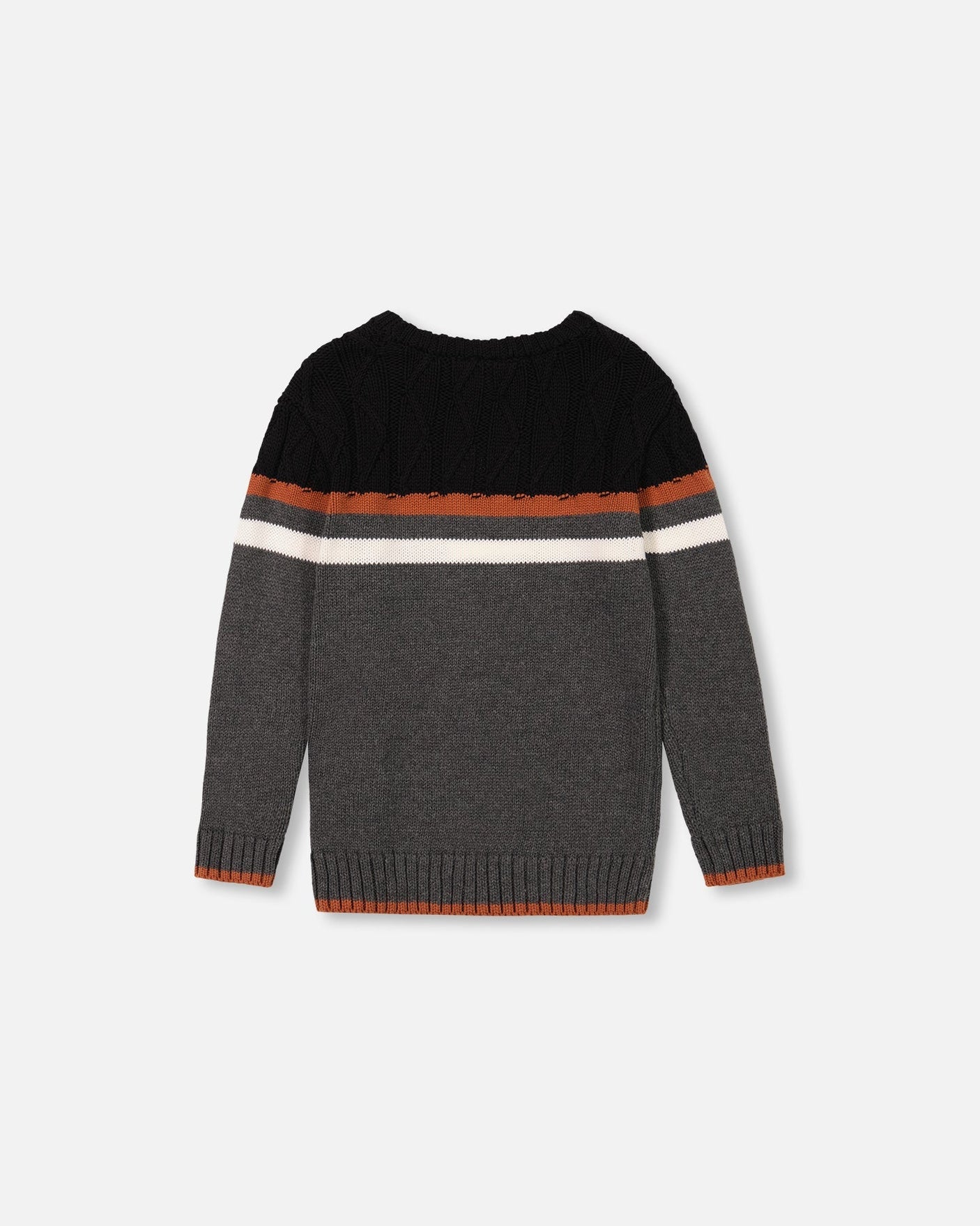Color Block Cable Sweater Grey-3
