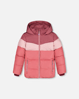 Puffy Jacket Pink And Plum Color Block-0