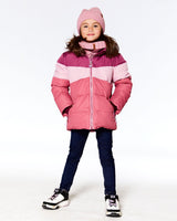 Puffy Jacket Pink And Plum Color Block-1