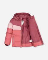 Puffy Jacket Pink And Plum Color Block-3