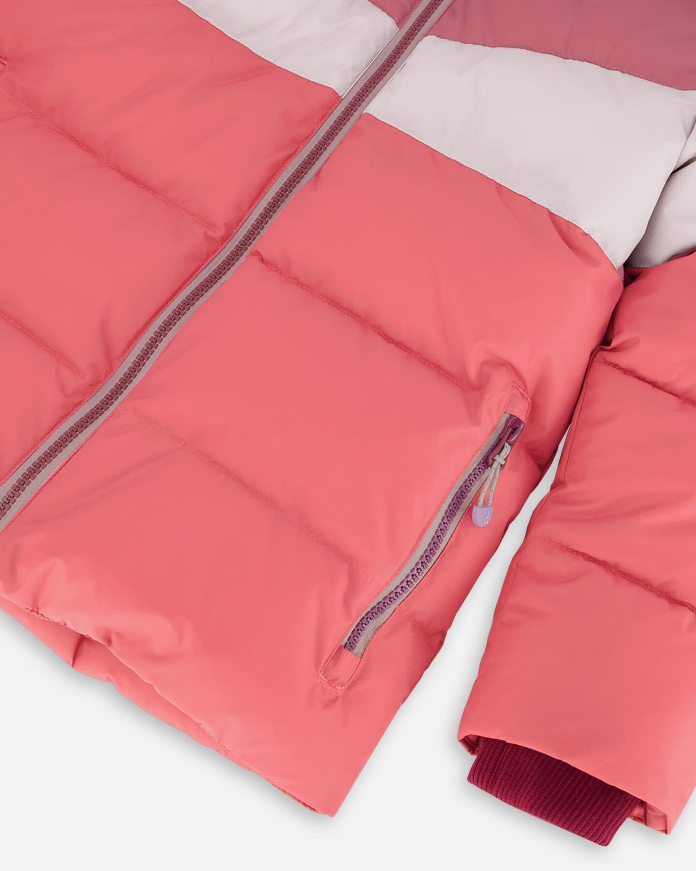 Puffy Jacket Pink And Plum Color Block-4