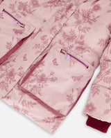 Puffy Jacket Pink Vintage Flower Print-5