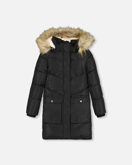 Puffy Long Coat Black-0