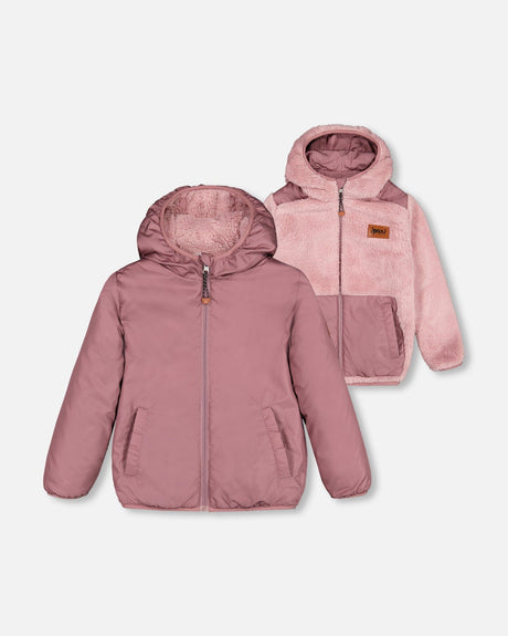 Transition Reversible Sherpa And Nylon Jacket Old Pink-0