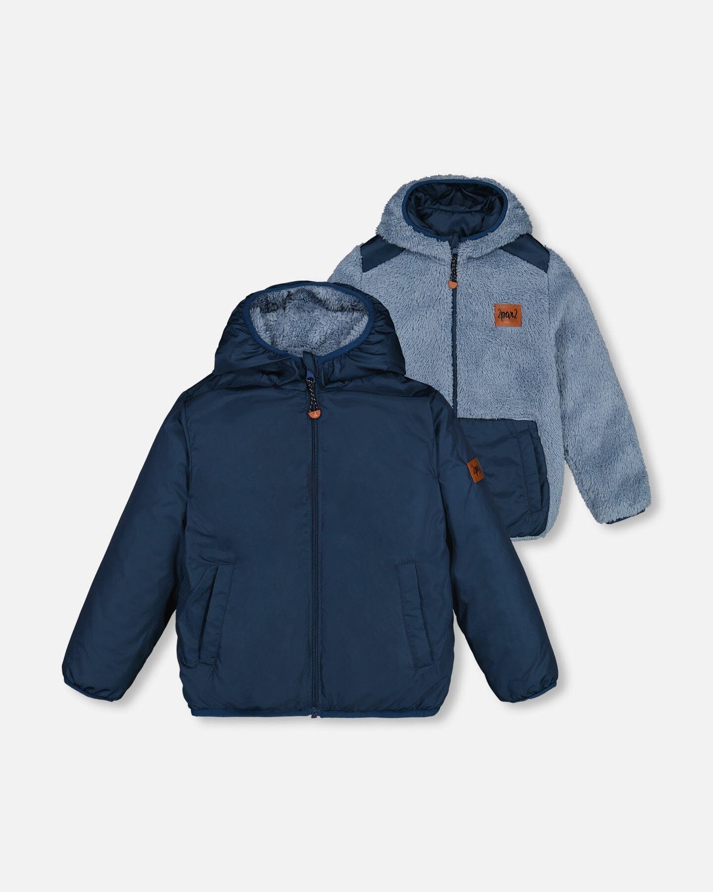 Transition Reversible Sherpa And Nylon Jacket Teal Blue-0
