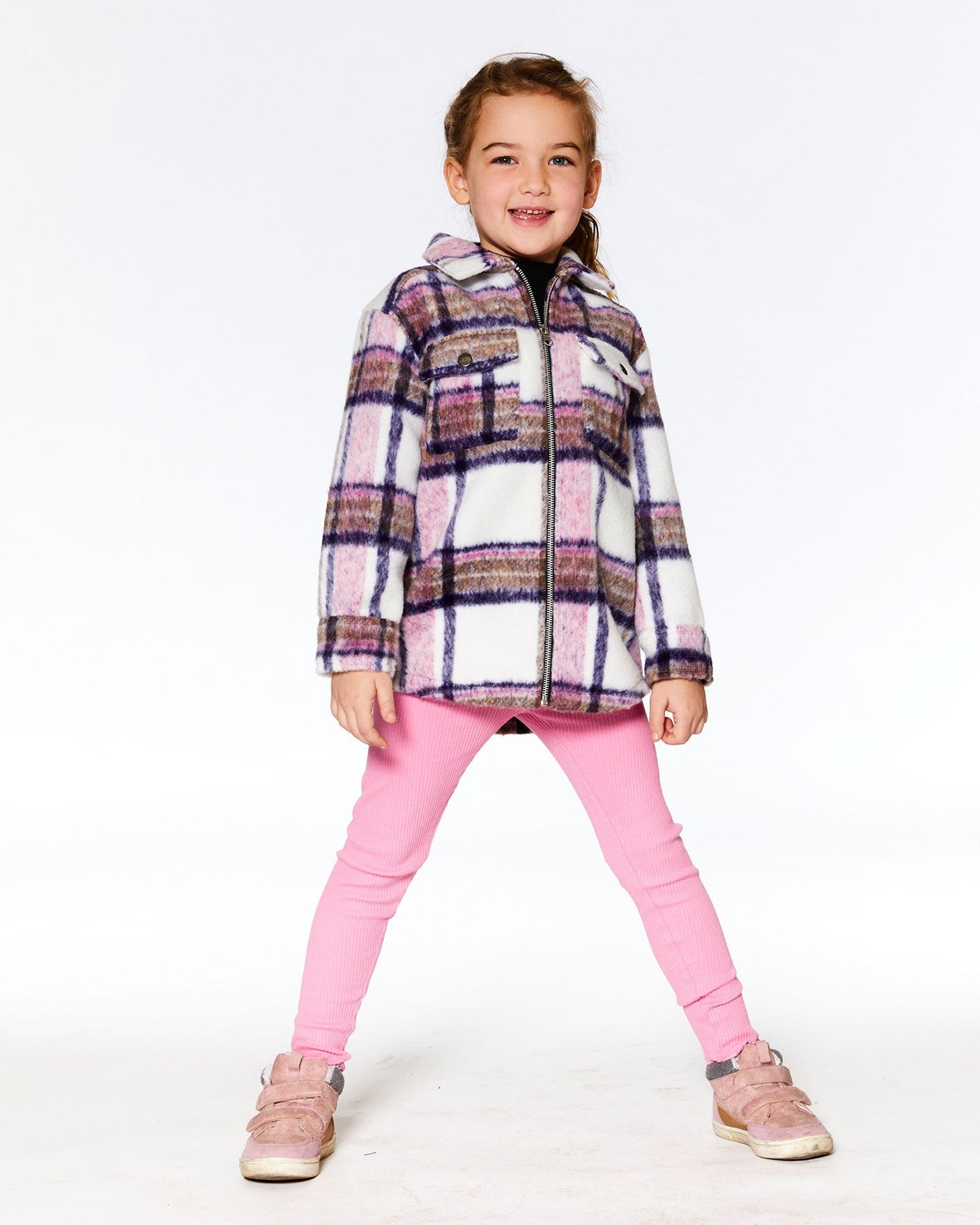Plaid Overshirt Off White, Pink And Purple-1