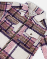 Plaid Overshirt Off White, Pink And Purple-4