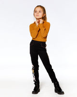 Super Soft Brushed Rib Mock Neck Top With Frills Golden Yellow-1