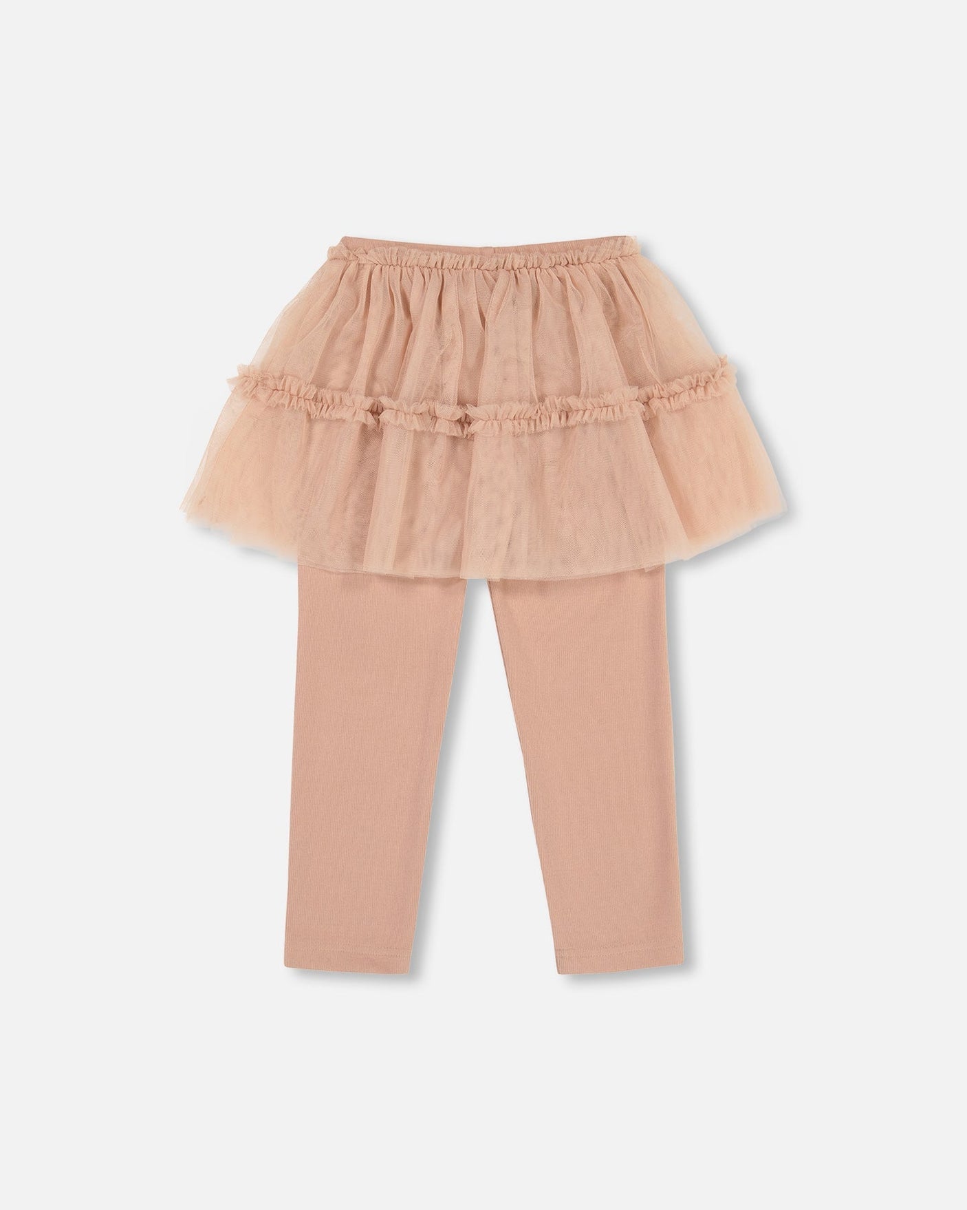 Super Soft Leggings With Tulle Skirt Beige-2