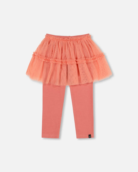 Super Soft Leggings With Tulle Skirt Salmon Pink-0