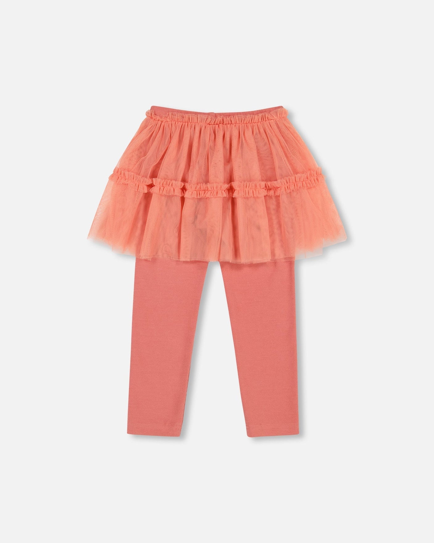Super Soft Leggings With Tulle Skirt Salmon Pink-2