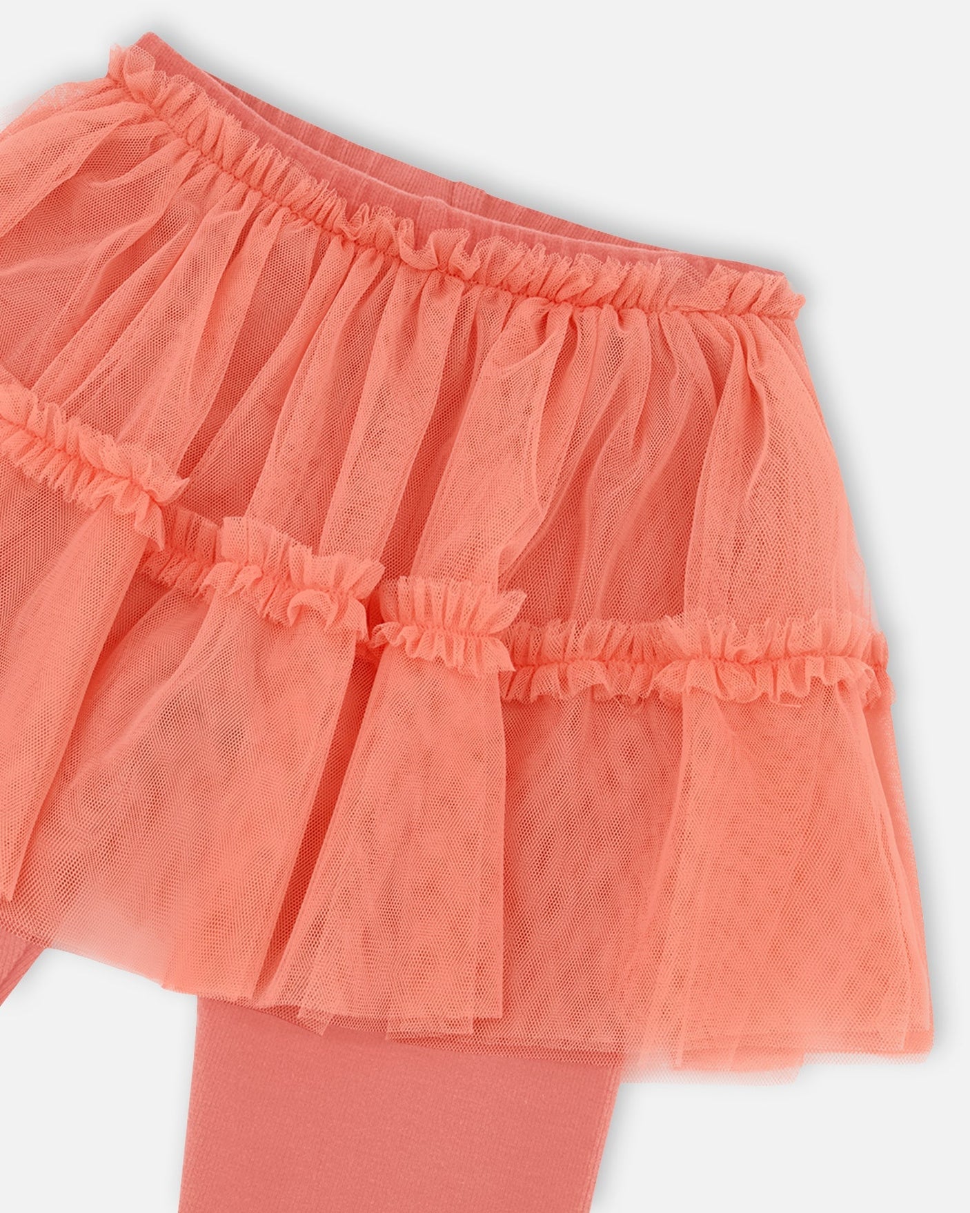 Super Soft Leggings With Tulle Skirt Salmon Pink-3