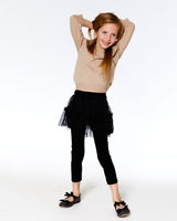 Super Soft Leggings With Tulle Skirt Black-1