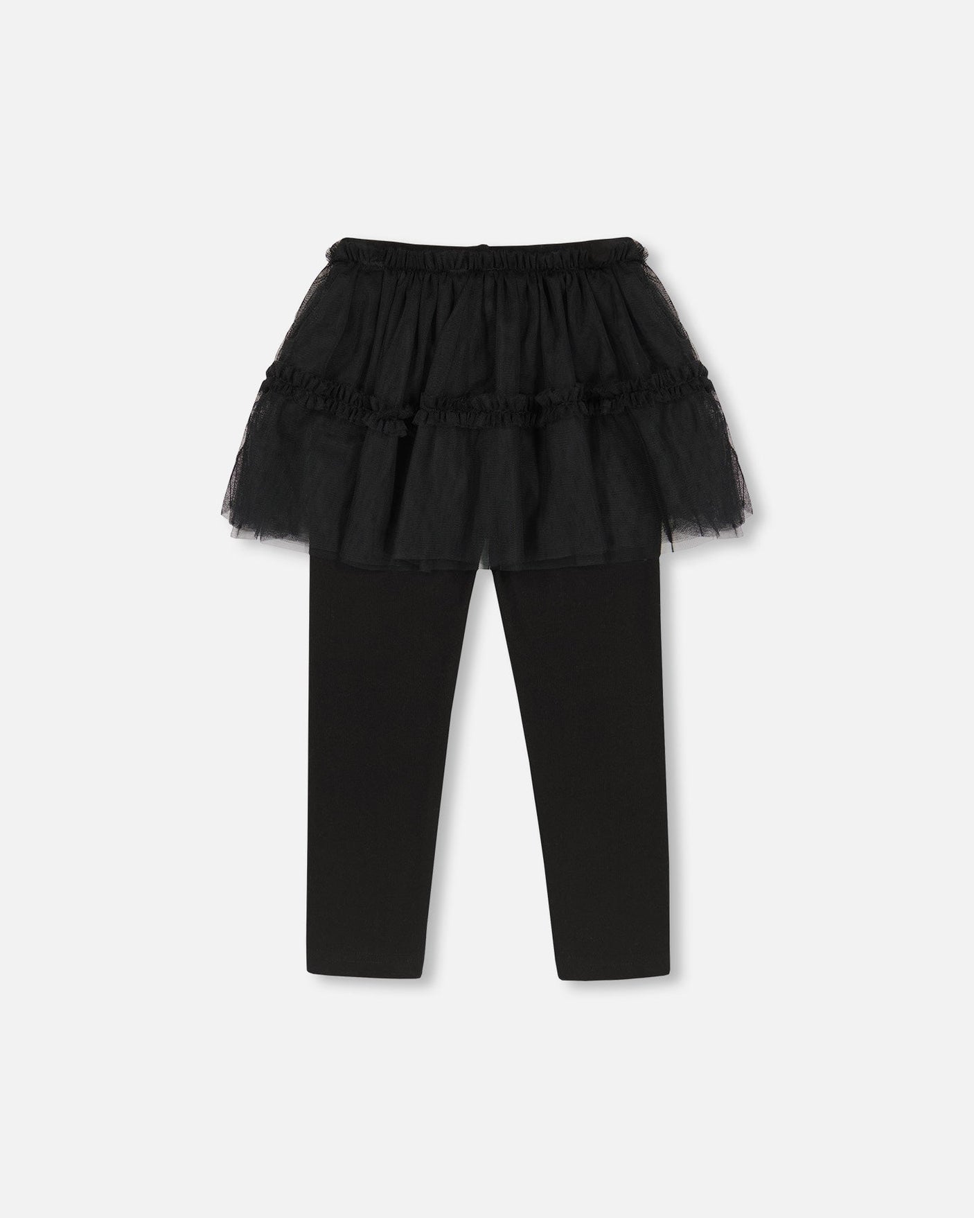 Super Soft Leggings With Tulle Skirt Black-2