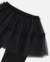 Super Soft Leggings With Tulle Skirt Black-3