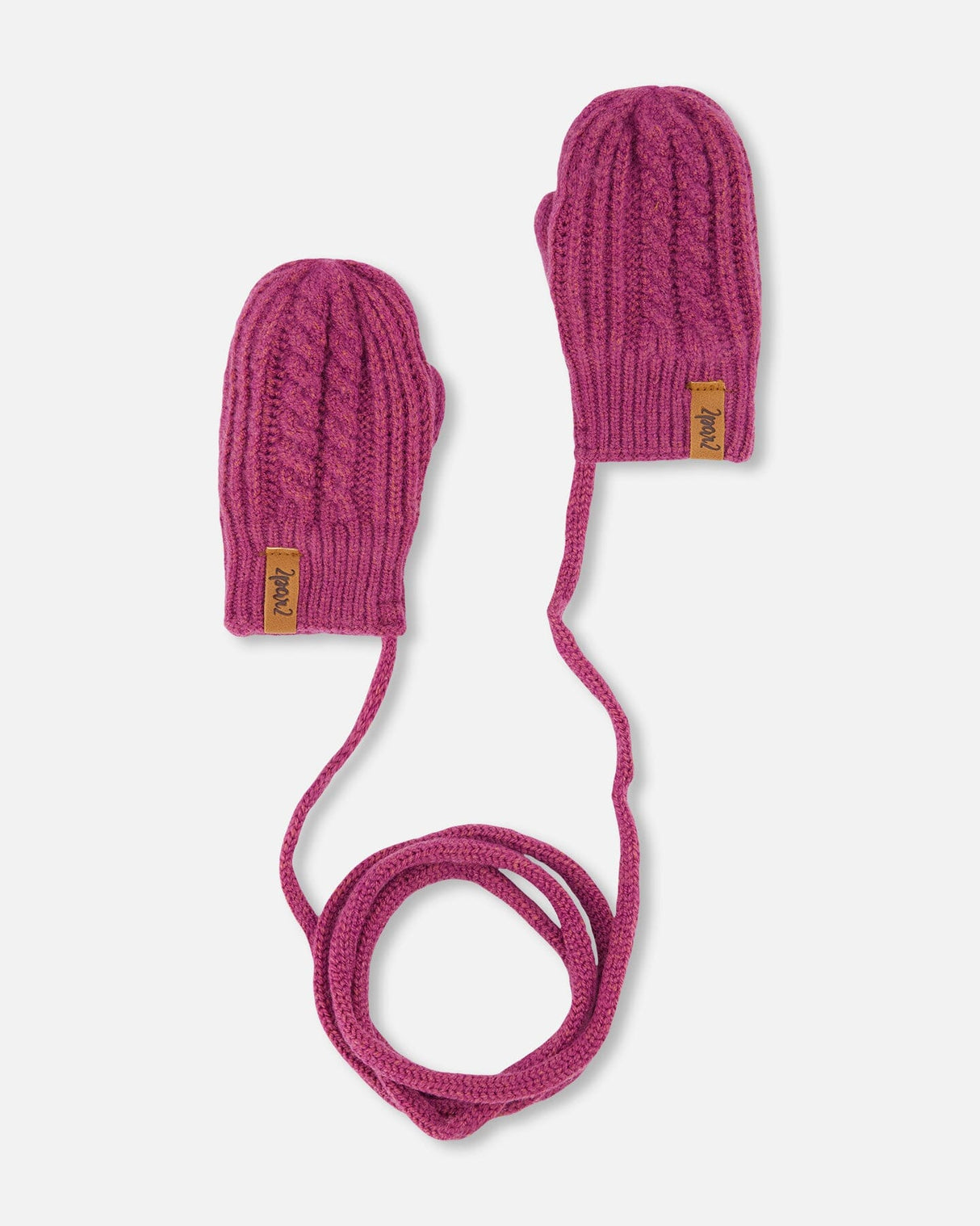 Baby Knitted Mittens With String Burgundy-0