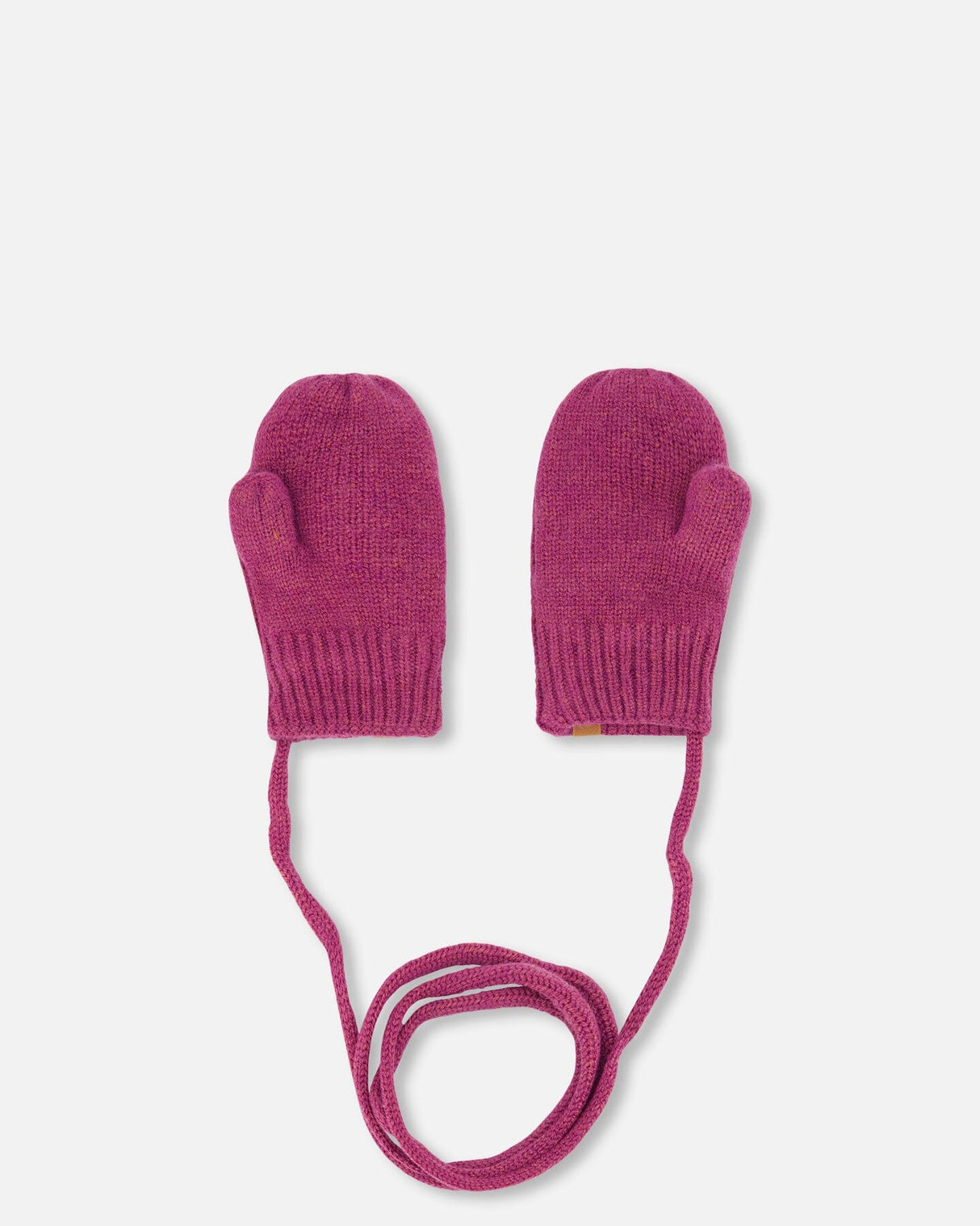 Baby Knitted Mittens With String Burgundy-1