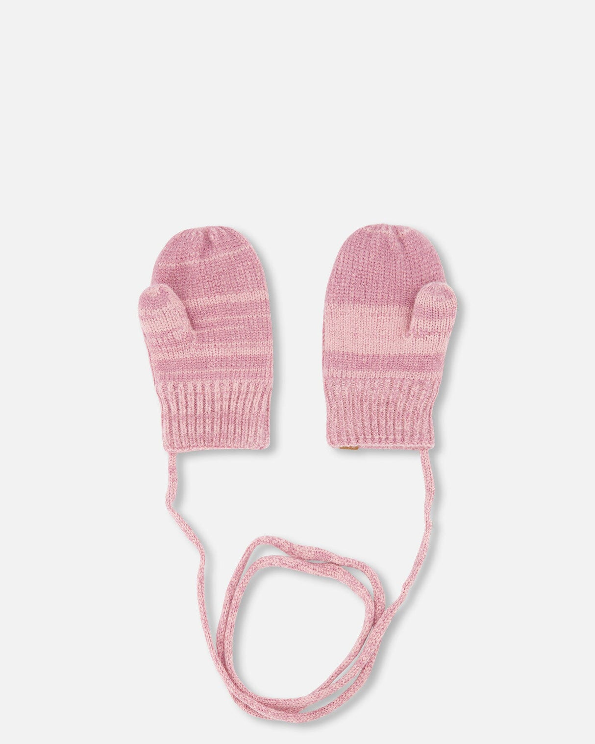 Baby Knitted Mittens With String Ancient Rose-1
