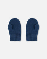 Knitted Mittens Navy-1