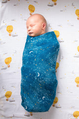 ORGANIC SWADDLE SET - FLY ME TO THE MOON (Starry Night + Hot Air Balloon)-1