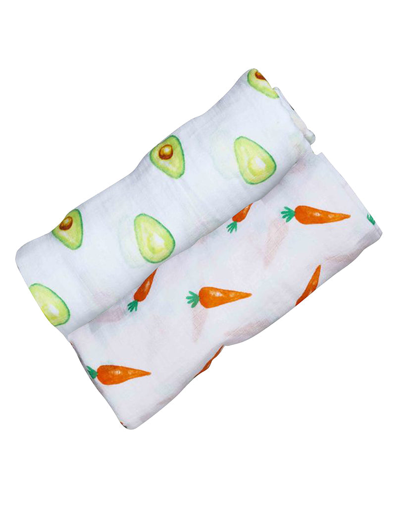 ORGANIC SWADDLE SET - FIRST FOODS (Avocado + Carrot)-1